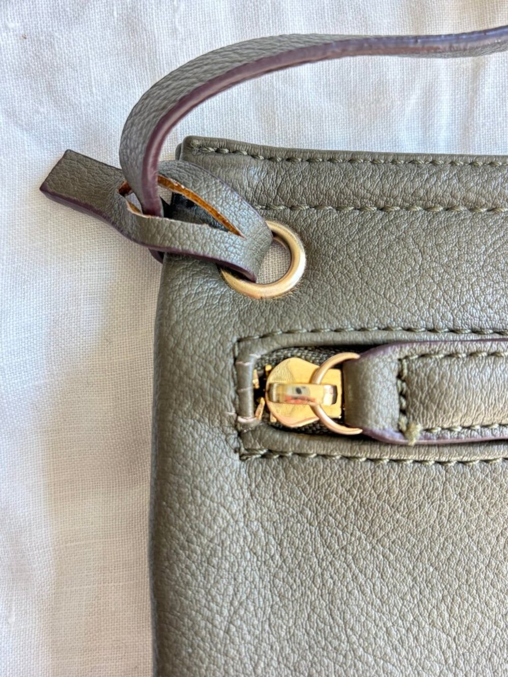 Free People Olive Pebbled Zip Pouch Wristlet - Picture 7 of 9